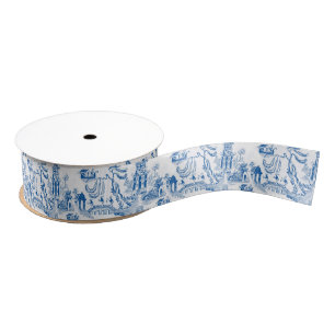 Chinoiserie Chic Pagoda   Blauw en wit Grosgrain Lint