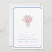 Chinoiserie Chic Pink Blue Girl Baby shower Party Kaart (Voorkant)