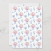 Chinoiserie Chic Pink Blue Girl Baby shower Party Kaart (Achterkant)