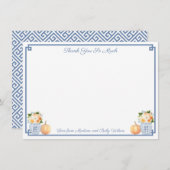 Chinoiserie Chic Pompoenen Bloemen Bruiloft Borrel Bedankkaart (Voorkant / Achterkant)