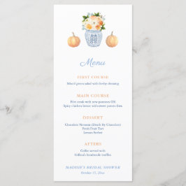 Chinoiserie Chic Pumpkin Herfst Trouwdouche Menu