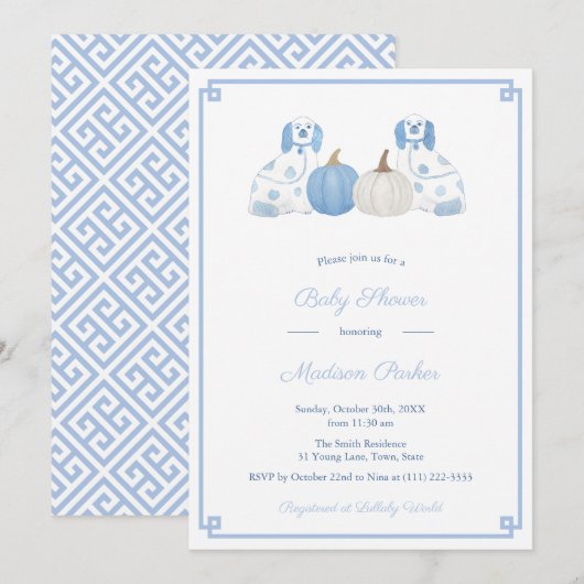 Chinoiserie Chic Pumpkins Herfst Baby shower Party Kaart (Voorkant / Achterkant)