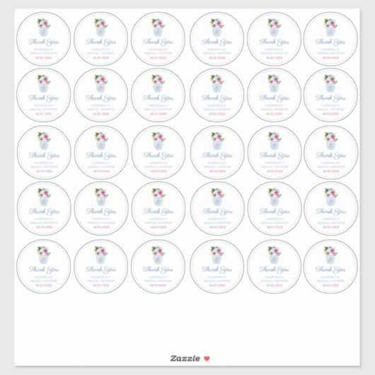 Chinoiserie Chic Rood Wit en Blauw Medium Favoriet Sticker (Vel)