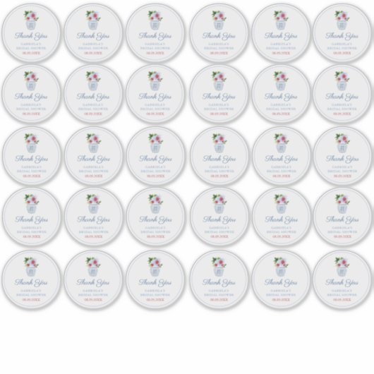 Chinoiserie Chic Rood Wit en Blauw Medium Favoriet Sticker (Voorkant)