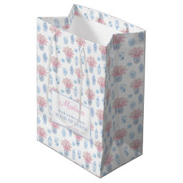 Chinoiserie Chic Roze & Blauw Bruidsmeisjes Bedank Medium Cadeauzakje