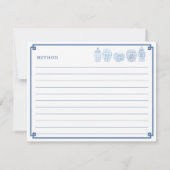 Chinoiserie Chic Roze en Blauw Recept Kaart (Achterkant)