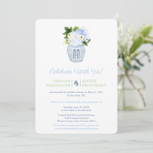 Chinoiserie Chic Vier mee Ontvangst alleen Kaart (Staand voorkant)