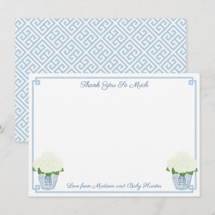 Chinoiserie Chic White Hydrangeas Boy Baby shower Bedankkaart