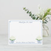 Chinoiserie Chic White Hydrangeas Boy Baby shower Bedankkaart (Staand voorkant)