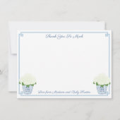 Chinoiserie Chic White Hydrangeas Boy Baby shower Bedankkaart (Voorkant)
