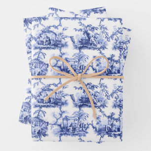 Chinoiserie China Blue Inpakpapier Vel