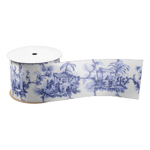 Chinoiserie China Blue Satijnen Lint