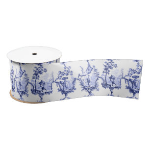 Chinoiserie China Blue Satijnen Lint