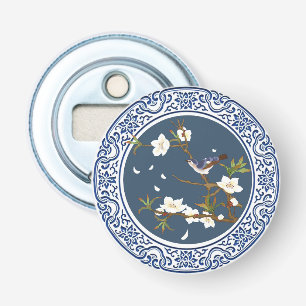 Chinoiserie Chinese Bird-flower Art Button Flesopener