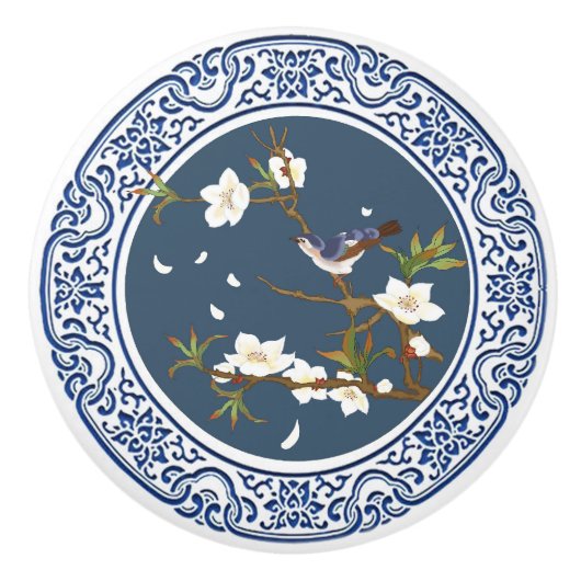  Chinoiserie Chinese Bird-flower Art Keramische Knop (Voorkant)