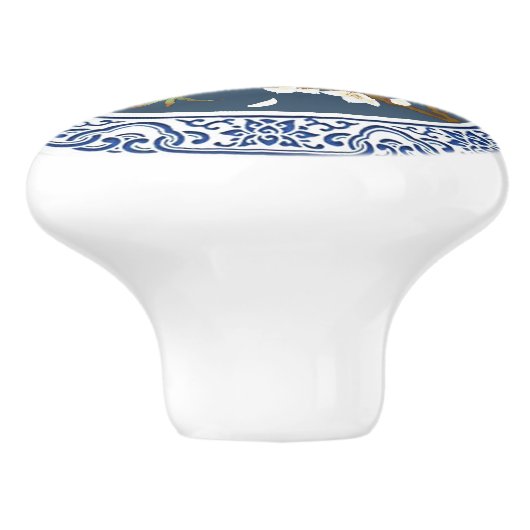  Chinoiserie Chinese Bird-flower Art Keramische Knop (Zijkant)