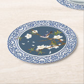  Chinoiserie Chinese Bird-flower Art Ronde Kartonnen Onderzetter (Gebogen)