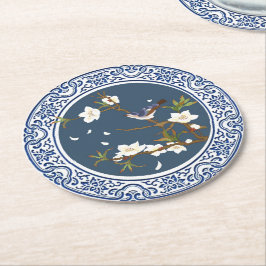  Chinoiserie Chinese Bird-flower Art Ronde Kartonnen Onderzetter