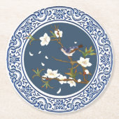  Chinoiserie Chinese Bird-flower Art Ronde Kartonnen Onderzetter (Voorkant)