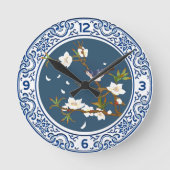 Chinoiserie Chinese Bird-flower Art Ronde Klok (Voorkant)