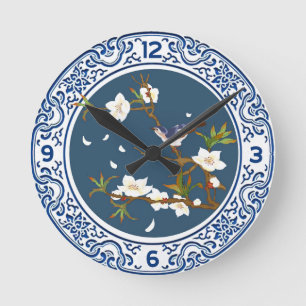 Chinoiserie Chinese Bird-flower Art Ronde Klok