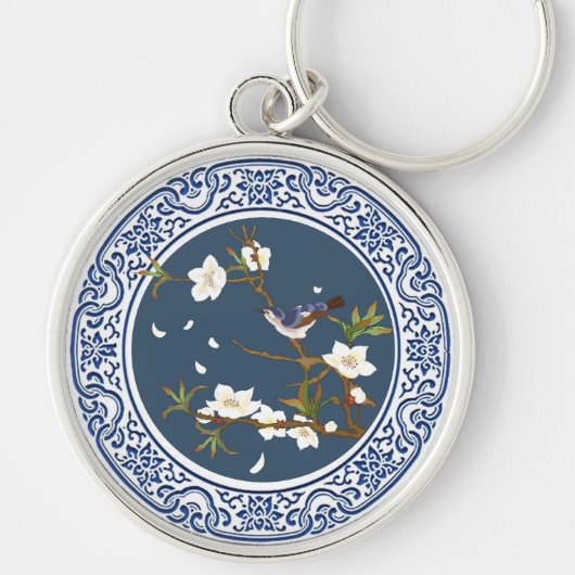  Chinoiserie Chinese Bird-flower Art Sleutelhanger (Voorkant)