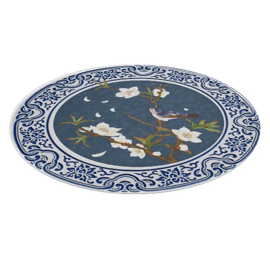  Chinoiserie Chinese Bird-flower Art Snijplank (Hoek)