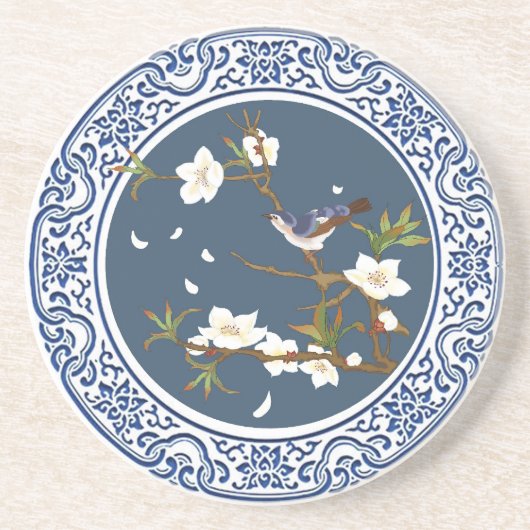  Chinoiserie Chinese Bird-flower Art Zandsteen Onderzetter (Voorkant)