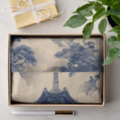 Chinoiserie Chinese Tempel Blauw Decoupage Tissuepapier (Geschenk)