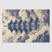 Chinoiserie Chinese Tempel Blauw Decoupage Tissuepapier (Voorkant)