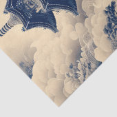 Chinoiserie Chinese Tempel Blauwe Decoupage Tissuepapier (Detail)