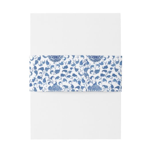 Chinoiserie chique blauw en wit bruiloft uitnodigingen wikkel (Achterkant Voorbeeld)