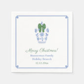 Chinoiserie chique groen lint kerstfeest servet (Voorkant)