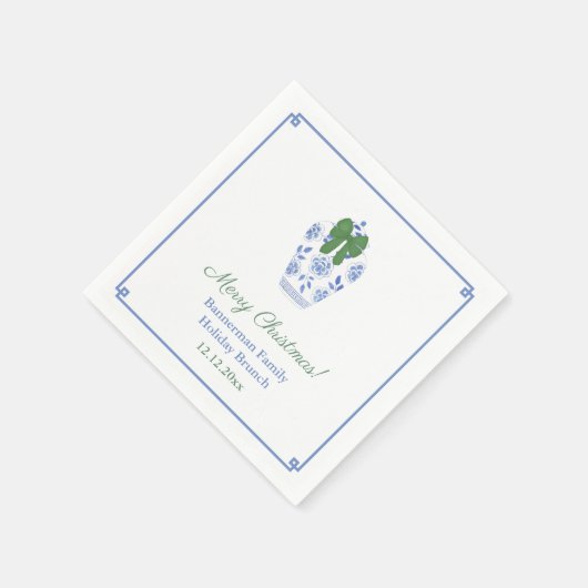 Chinoiserie chique groen lint kerstfeest servet (Hoek)