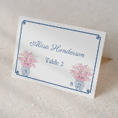 Chinoiserie chique roze en marine bruiloft plaats  kaart