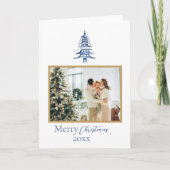 Chinoiserie Christmas Blue Pagoda 1-Foto Kaart (Voorkant)