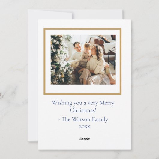 Chinoiserie Christmas Blue Sage Pagoda 2Foto Feestdagenkaart (Achterkant)