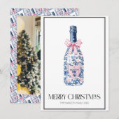 Chinoiserie Christmas Bubble Preppy Foto Feestdagenkaart (Voorkant / Achterkant)