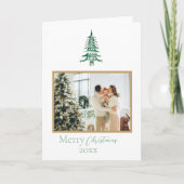 Chinoiserie Christmas Green Pagoda 1-Foto Kaart (Voorkant)