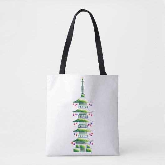 Chinoiserie Christmas Pagoda Tote Bag (Voorkant)