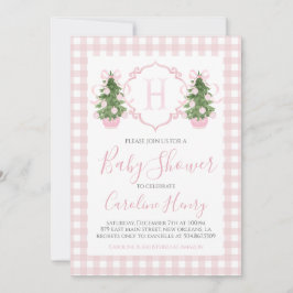 Chinoiserie Christmas Pink Preppy Baby shower Kaart