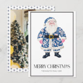 Chinoiserie Christmas Santa Preppy Foto Feestdagenkaart (Voorkant / Achterkant)