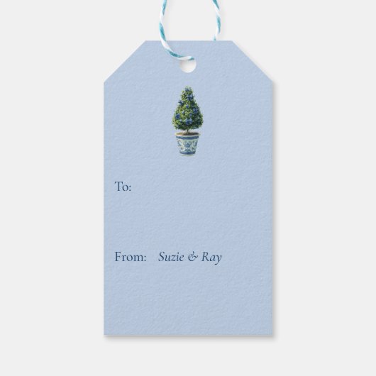 Chinoiserie Christmas Topiary Tree Cadeaulabel (Achterkant)