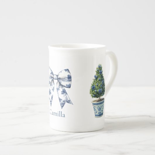 Chinoiserie Christmas Topiary Tree Porselein Kop (Voorkant rechts)