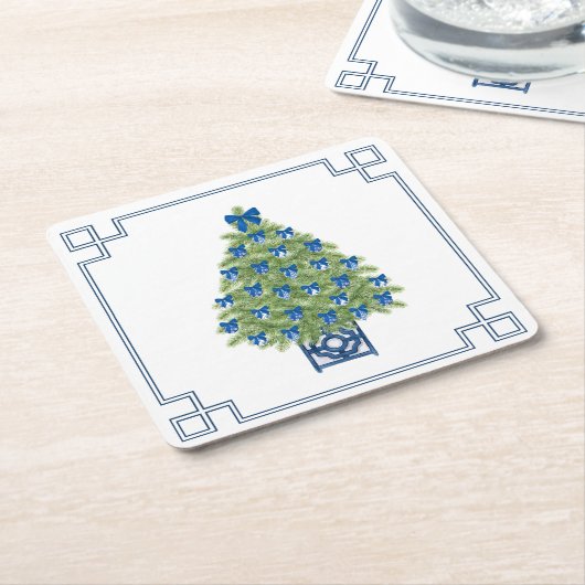 Chinoiserie Christmas Tree  Kartonnen Onderzetters (Schuin)