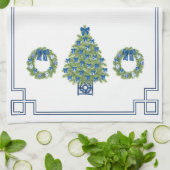 Chinoiserie Christmas Tree Mirror Afbeelding Theedoek (Gevouwen)