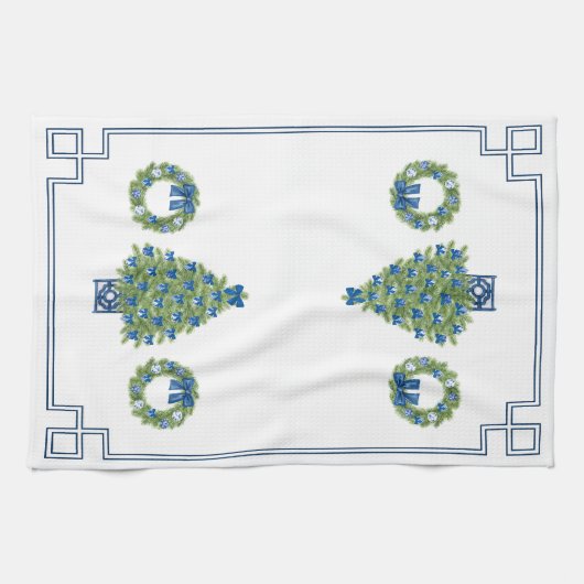 Chinoiserie Christmas Tree Mirror Afbeelding Theedoek (Horizontaal)