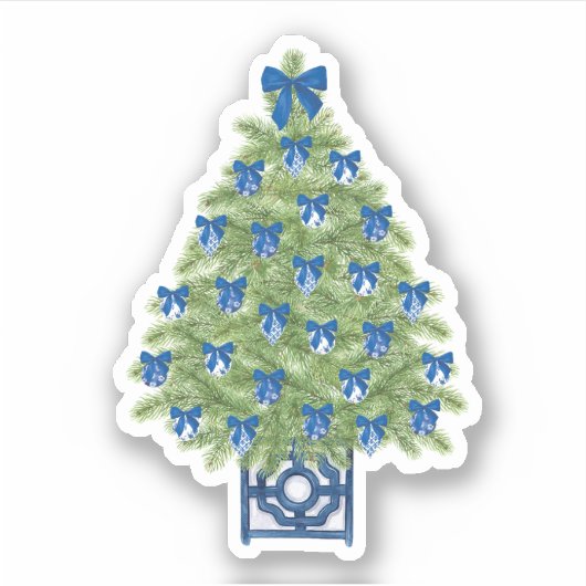Chinoiserie Christmas Tree Vinyl Sticker (Voorkant)