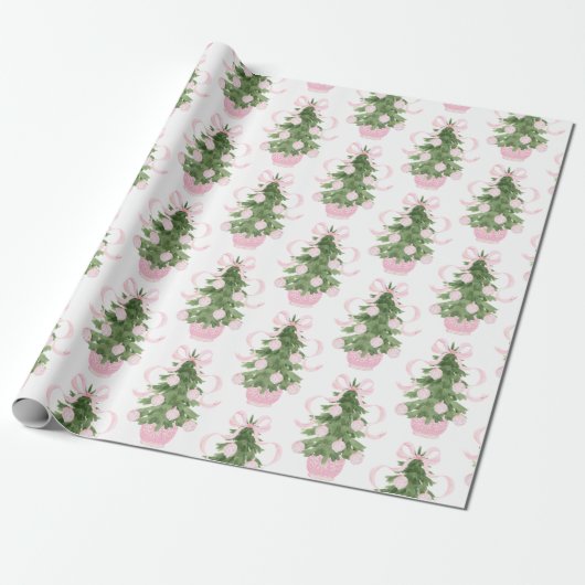 Chinoiserie Christmas Tree Wrapping Paper Cadeaupapier (Uitgerold)
