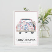 Chinoiserie Christmas Truck Preppy Foto Feestdagenkaart (Staand voorkant)